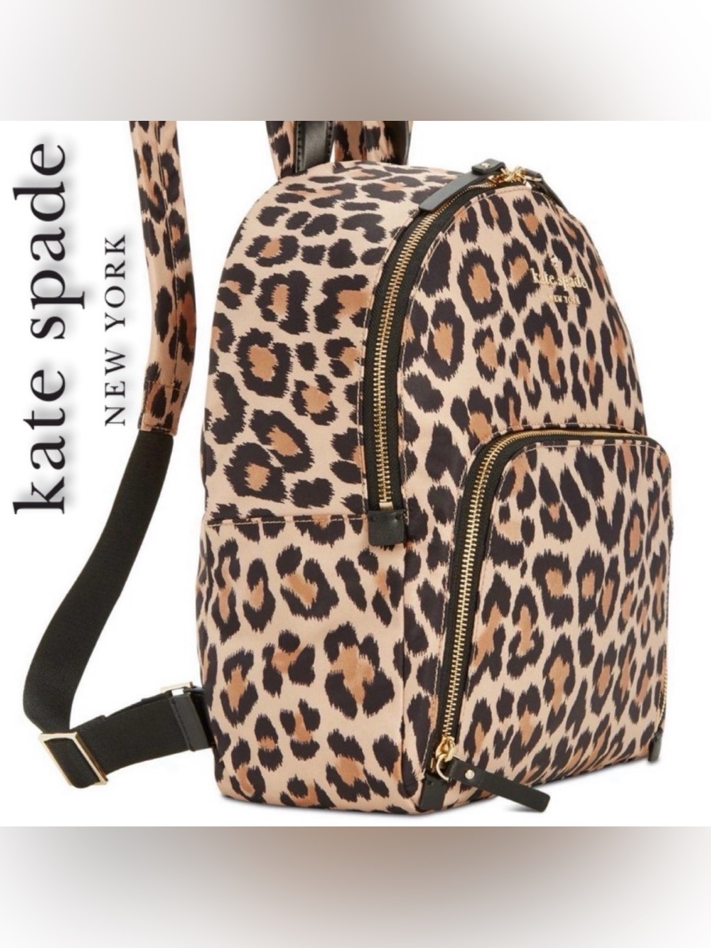 Kate Spade Watson Lane Hartley Leopard Print Nylon Backpack.